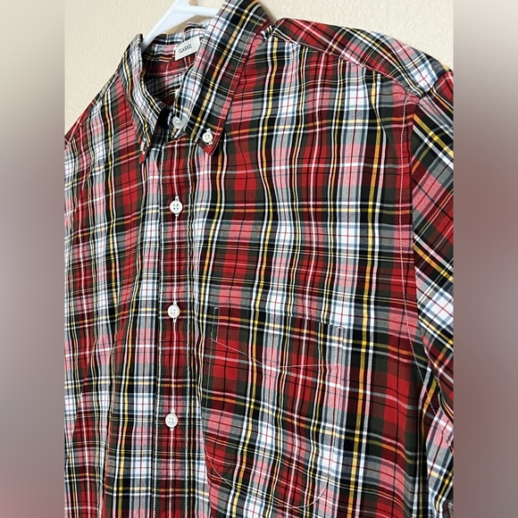 J. Crew Mens Stretch Secret Wash Chili Plaid Organic Cotton Classic Fit Medium - Picture 4 of 14